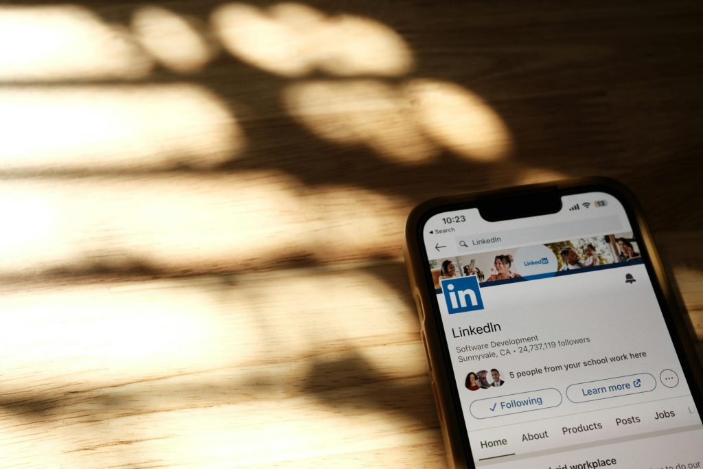 phone with linkedin app open