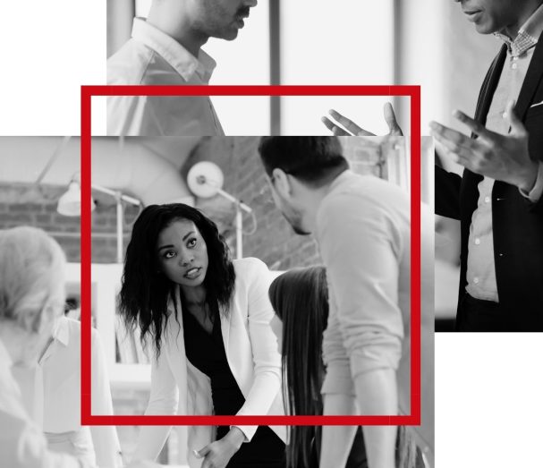 a team of executives under pressure, scanning for digital risks and reputation threats — the kind IRONSWEEP uncovers with human-focused digital intelligence.